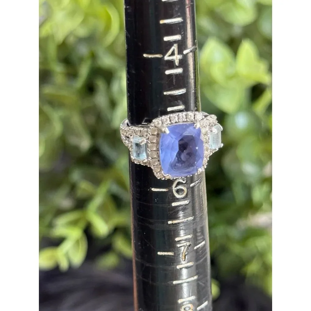 Silver 925 Tanzanite/Cz Ring‎